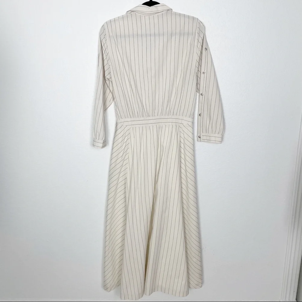 Ba&sh Sami Striped Shirt Long Sleeve Maxi Dress in Ecru Cream Medium Casual - Picture 4 of 9